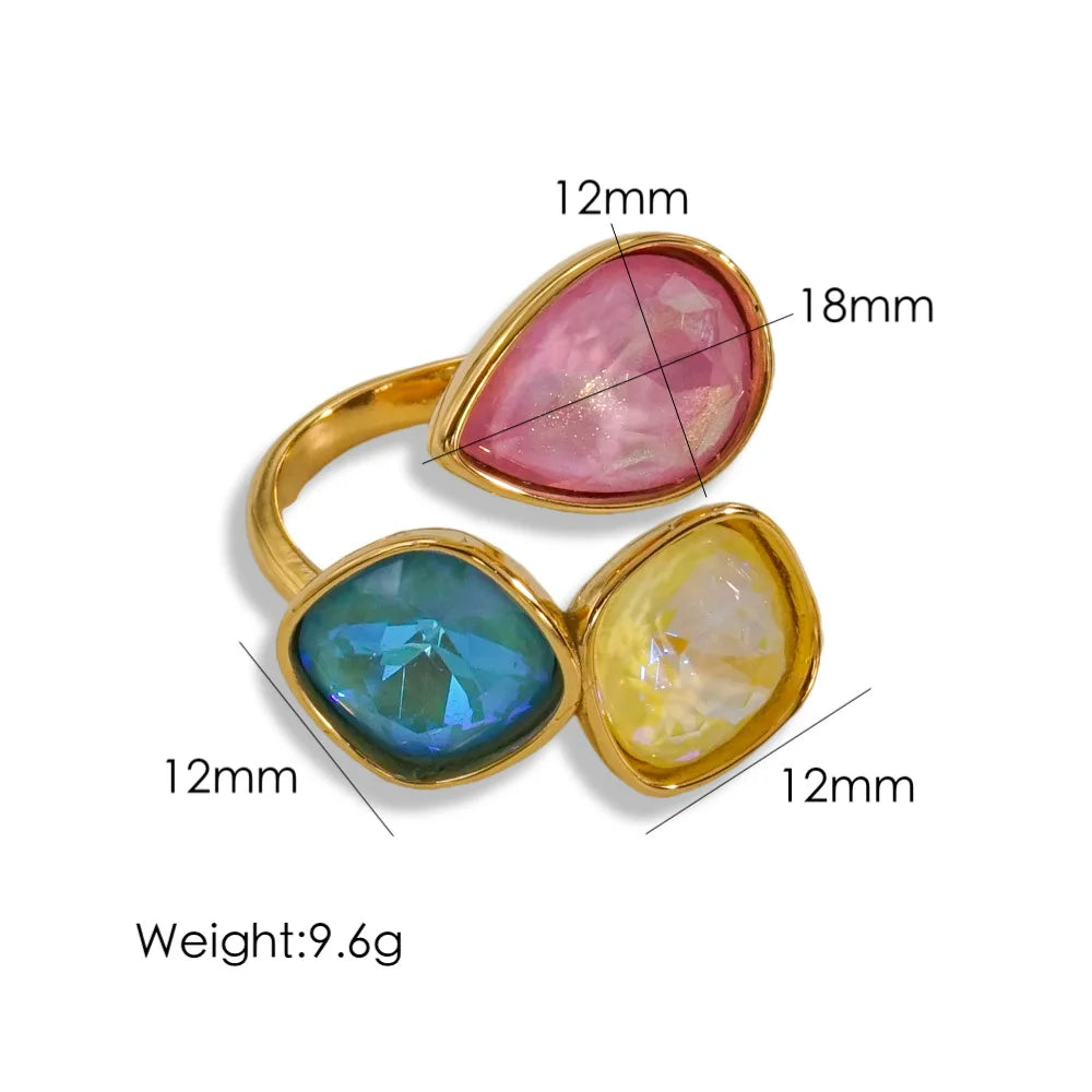 Radiant Gemstone Adjustable Ring