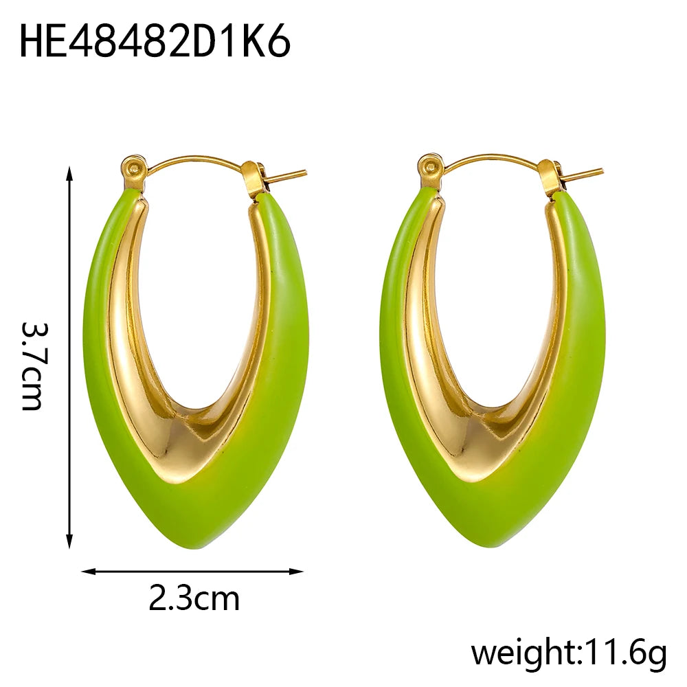 BoldGleam Enamel Hoop Earrings
