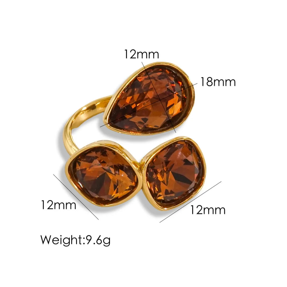 Radiant Gemstone Adjustable Ring