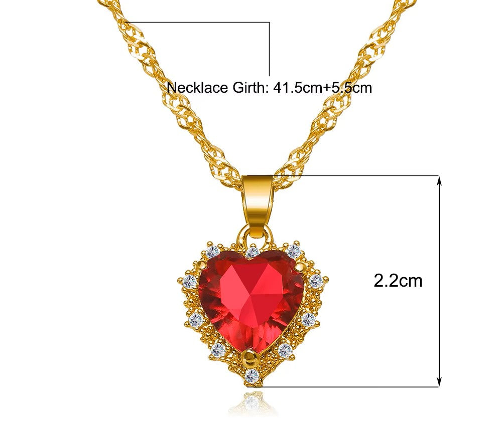 Crimson Love Heart Pendant Necklace