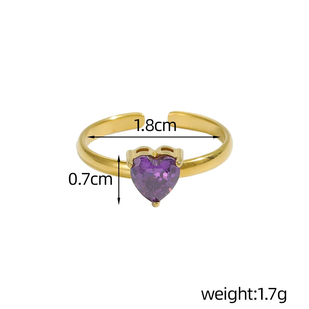 Heart Gem Open Ring