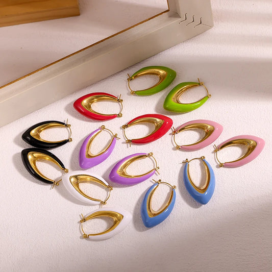 BoldGleam Enamel Hoop Earrings