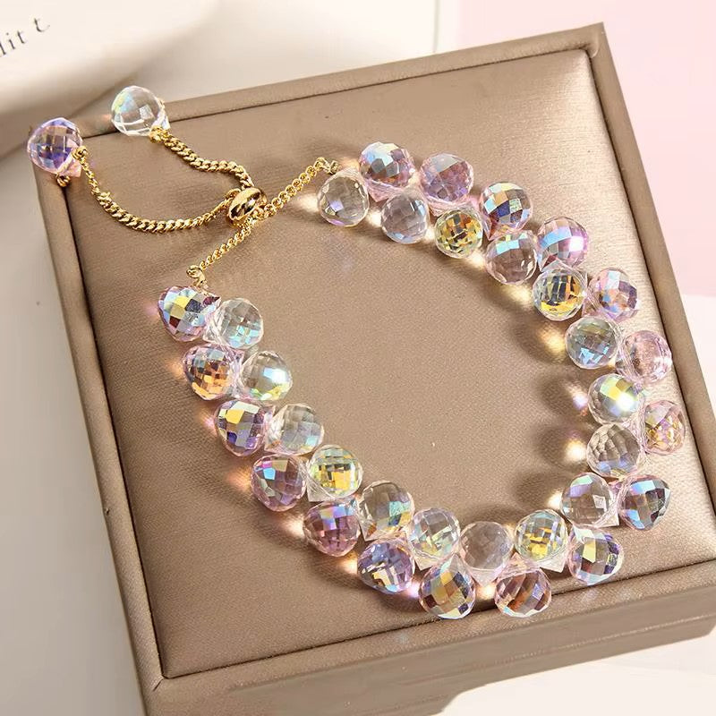 Double Iridescent Crystal Bead Bracelet