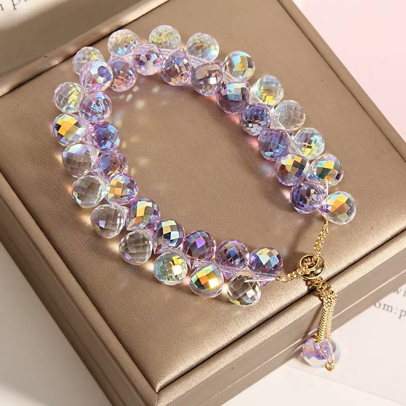 Double Iridescent Crystal Bead Bracelet