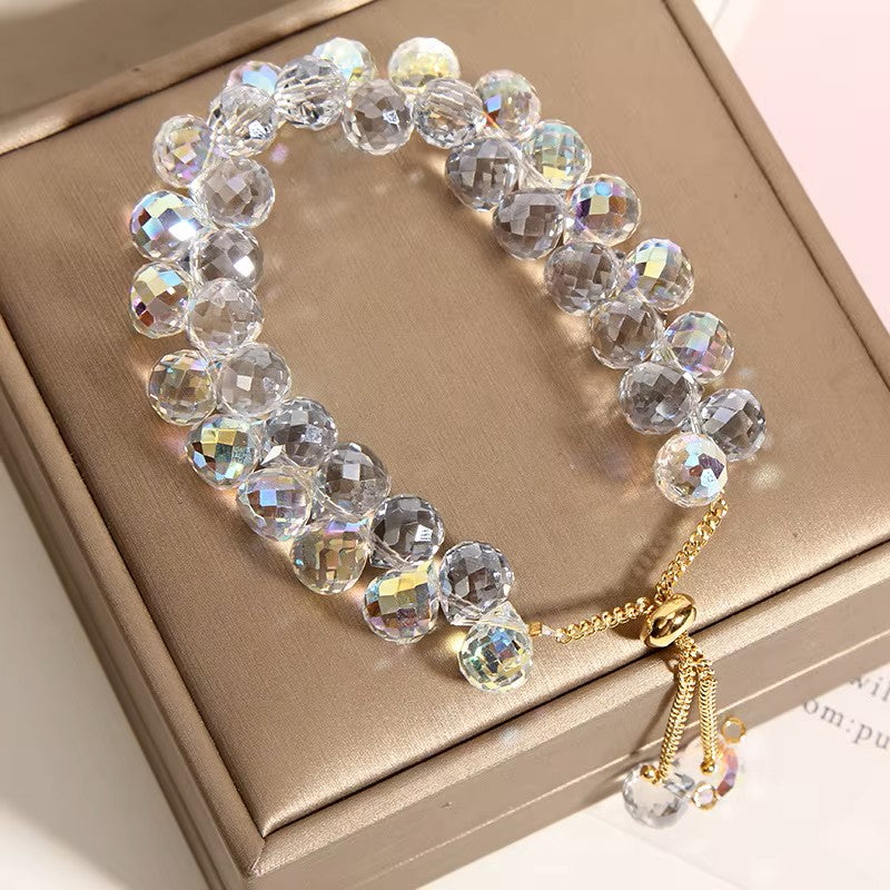 Double Iridescent Crystal Bead Bracelet