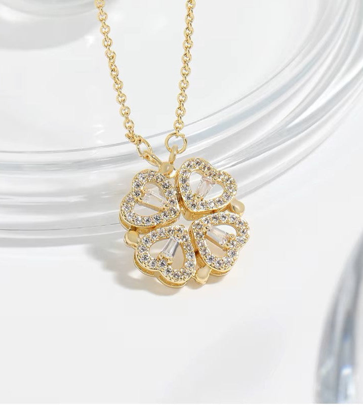 Lustre Heart Clover Necklace