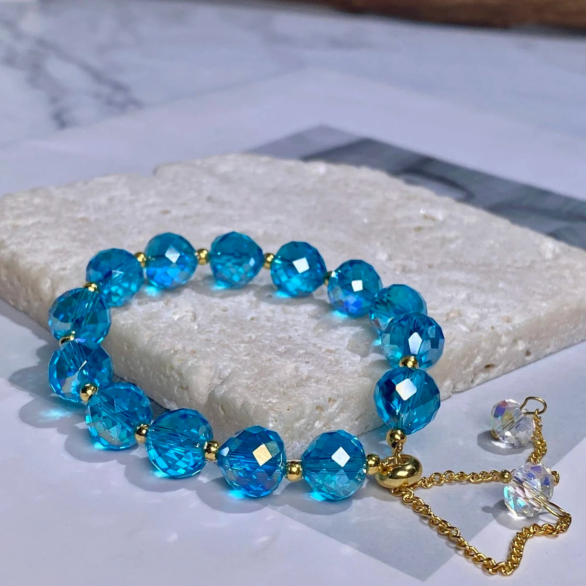 Iridescent Crystal Bead Bracelet