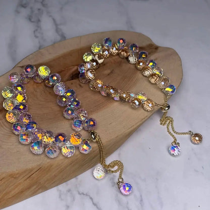 Iridescent Crystal Bead Bracelet
