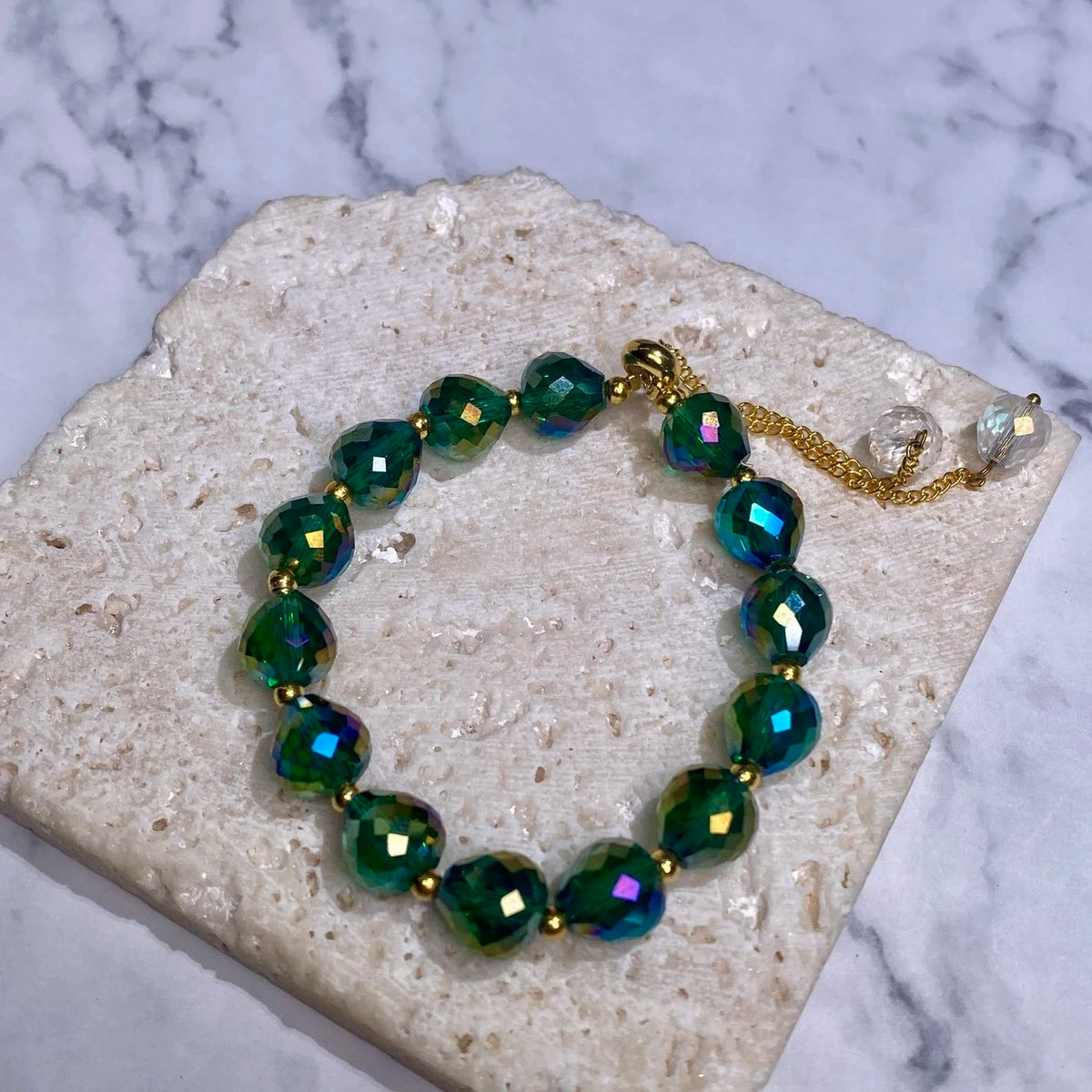Iridescent Crystal Bead Bracelet