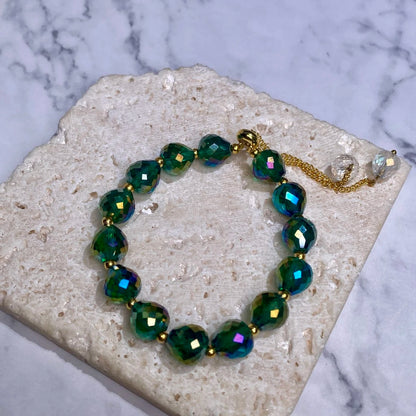 Iridescent Crystal Bead Bracelet