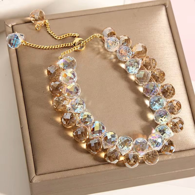 Double Iridescent Crystal Bead Bracelet