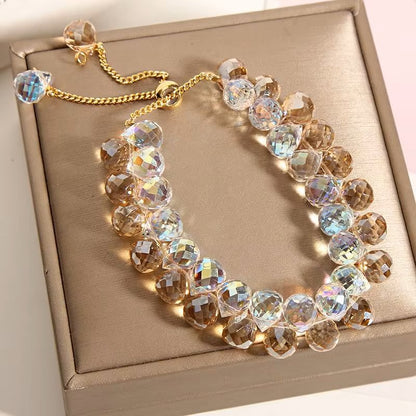 Double Iridescent Crystal Bead Bracelet