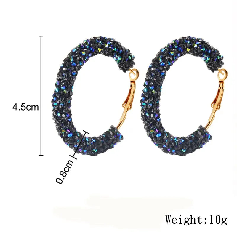 Luxury Glitter Crystal Hoop Big Round Earrings