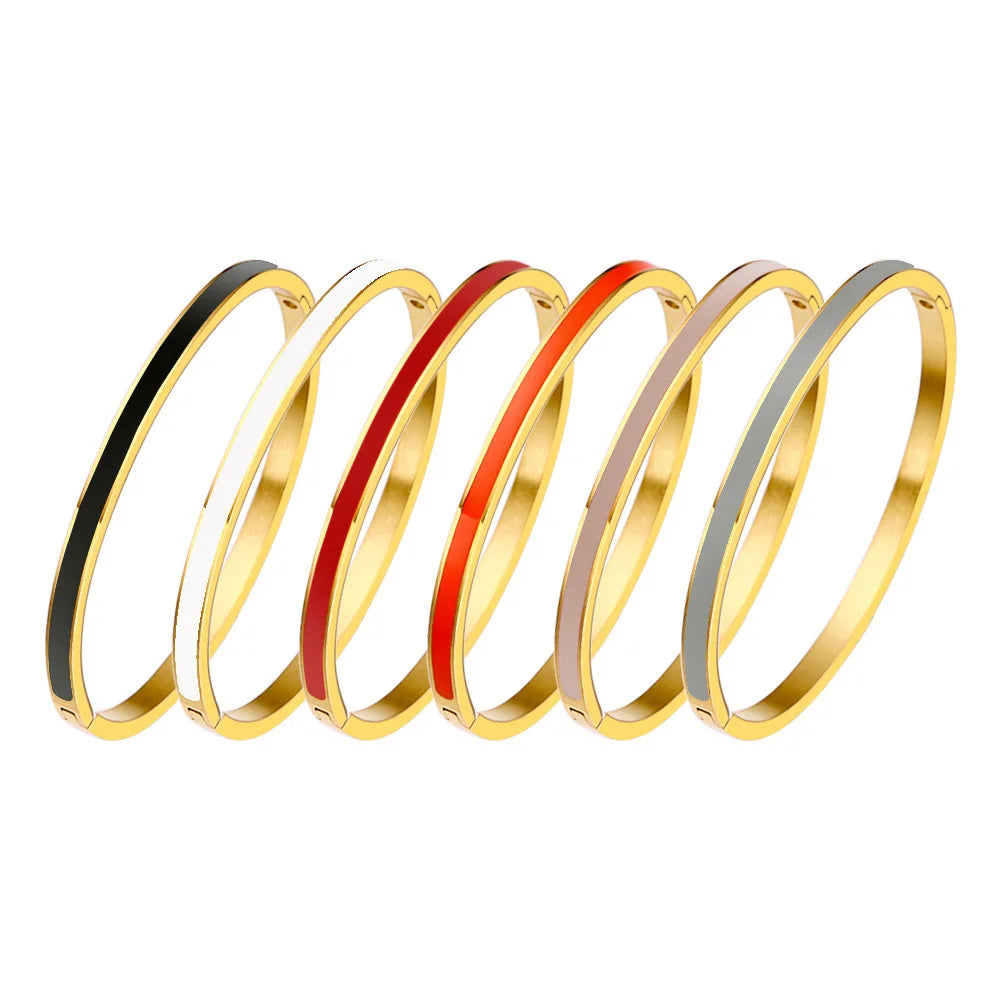 Color Stripe Stainless Steel Bangle