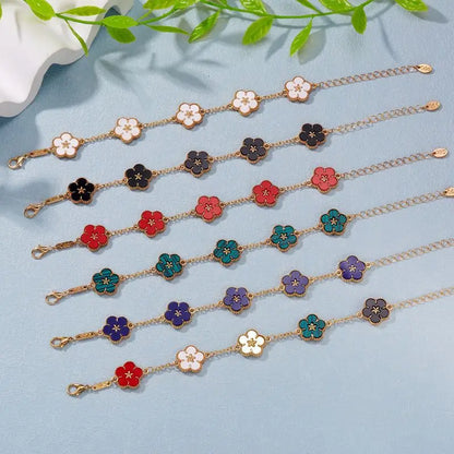 Enamel Flower Link Bracelet
