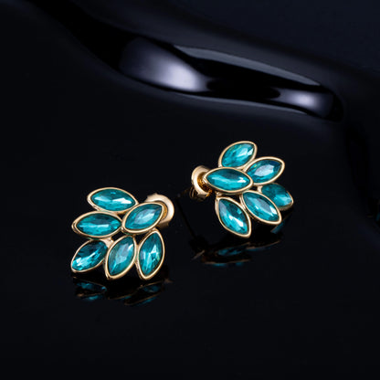 Shimmering Leaf Zircon Earrings