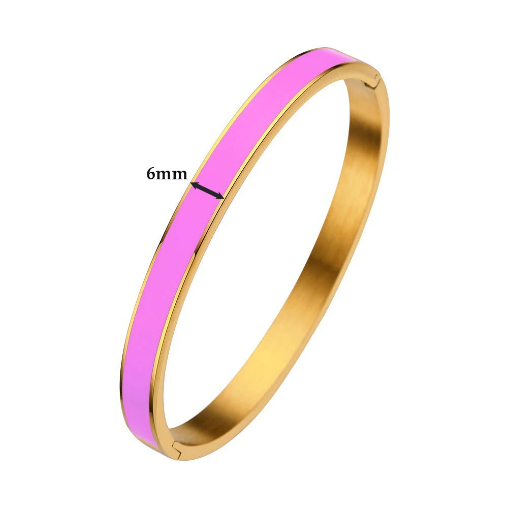 Color Stripe Stainless Steel Bangle