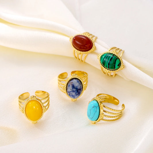 Gemstone Glaze Oval Ring