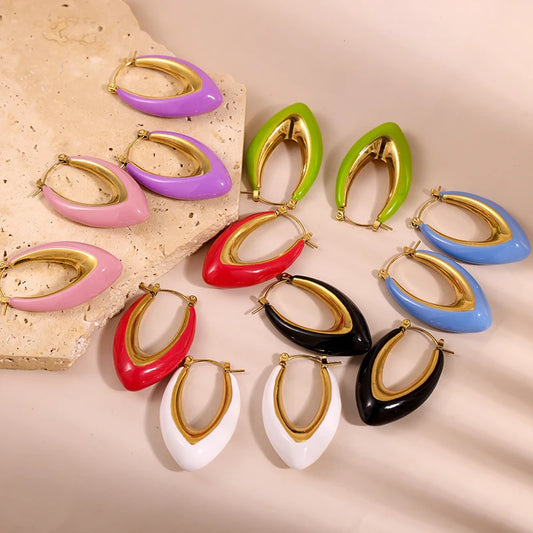 BoldGleam Enamel Hoop Earrings