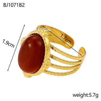 Gemstone Glaze Oval Ring