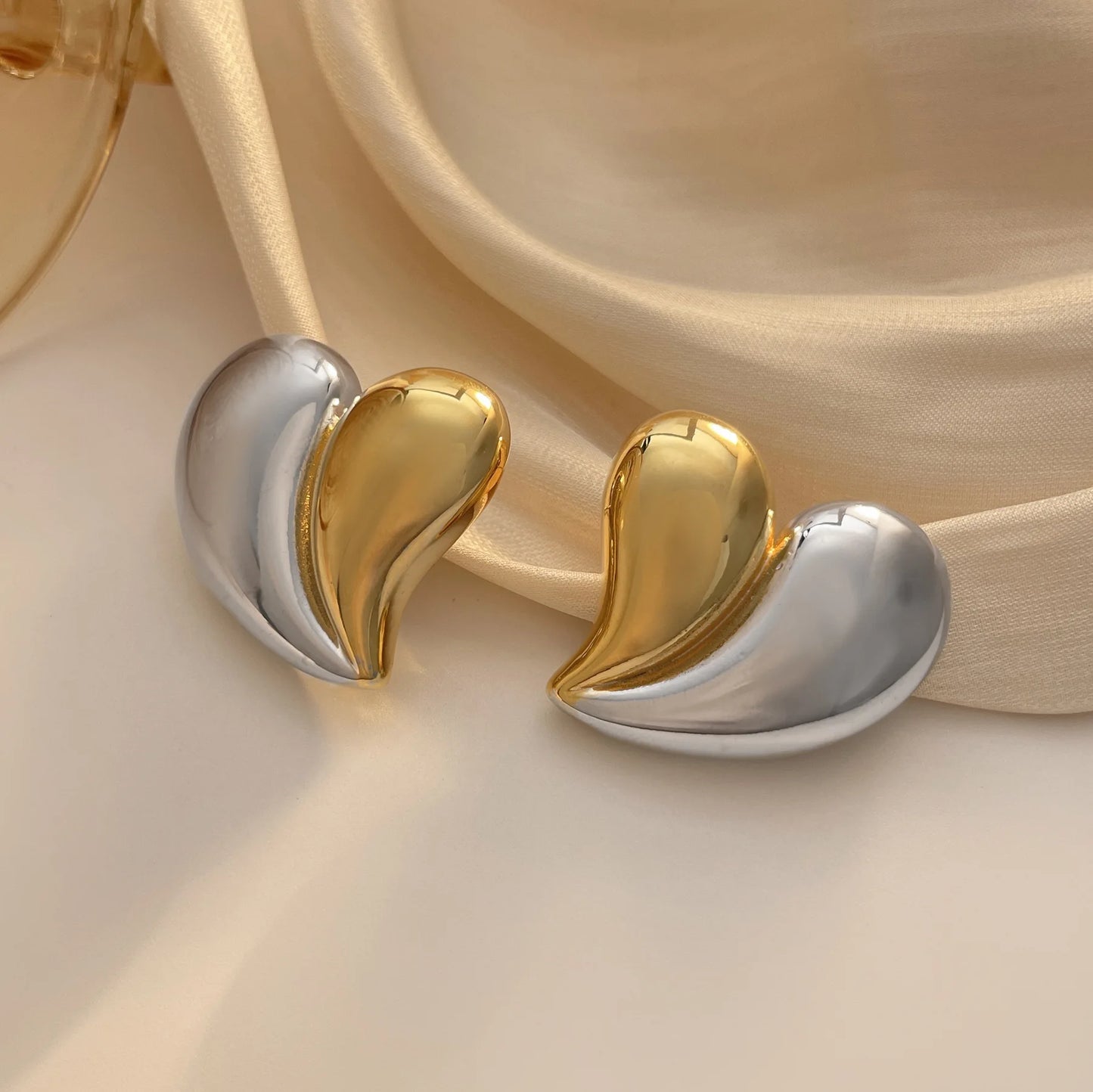 Metallic Heart Stub Earrings