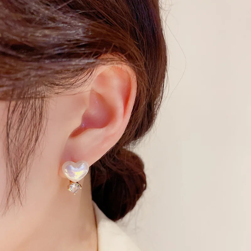 New Trend Simulation Pearl Flower Rhinestone Long Earrings for Women