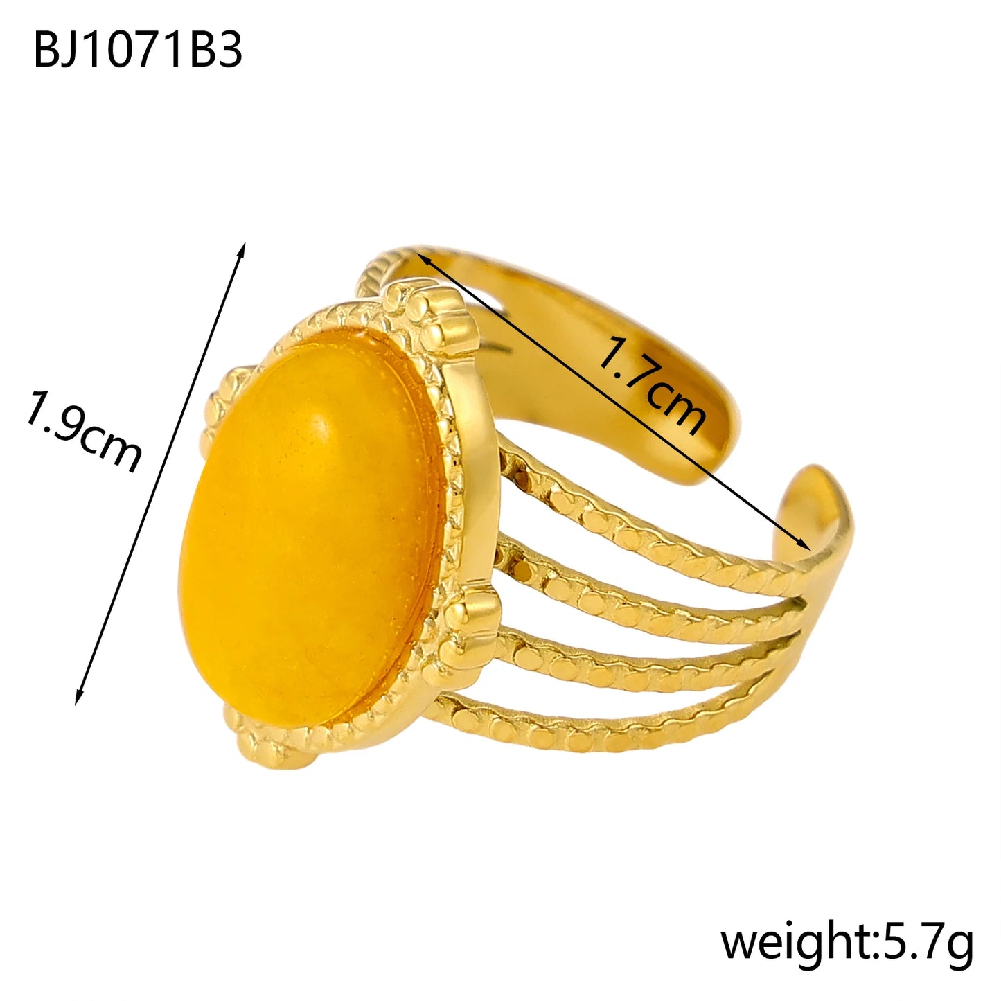 Gemstone Glaze Oval Ring
