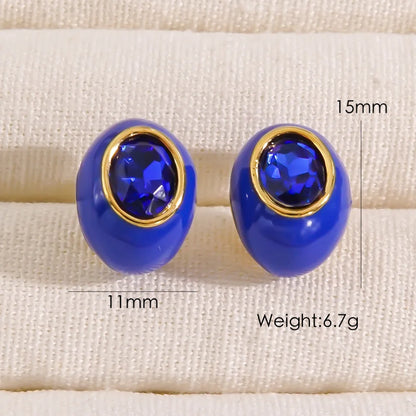 Enamel Gem Water Drop Earrings