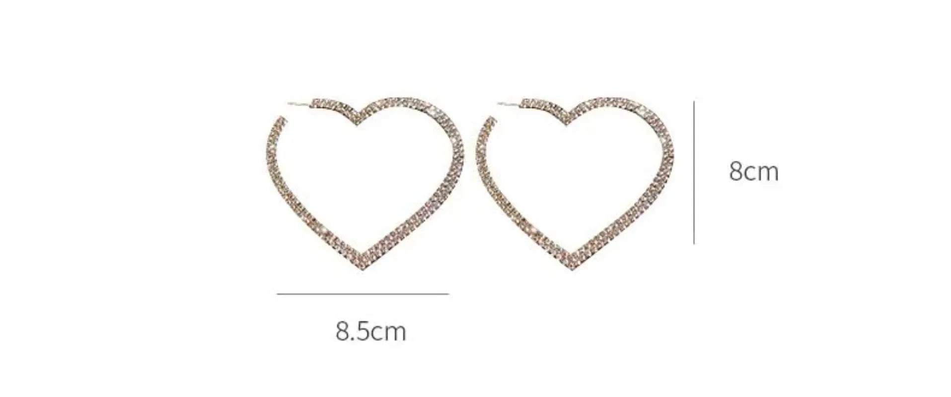 Exquisite Shiny Zirconia Hollow Large Heart Earrings