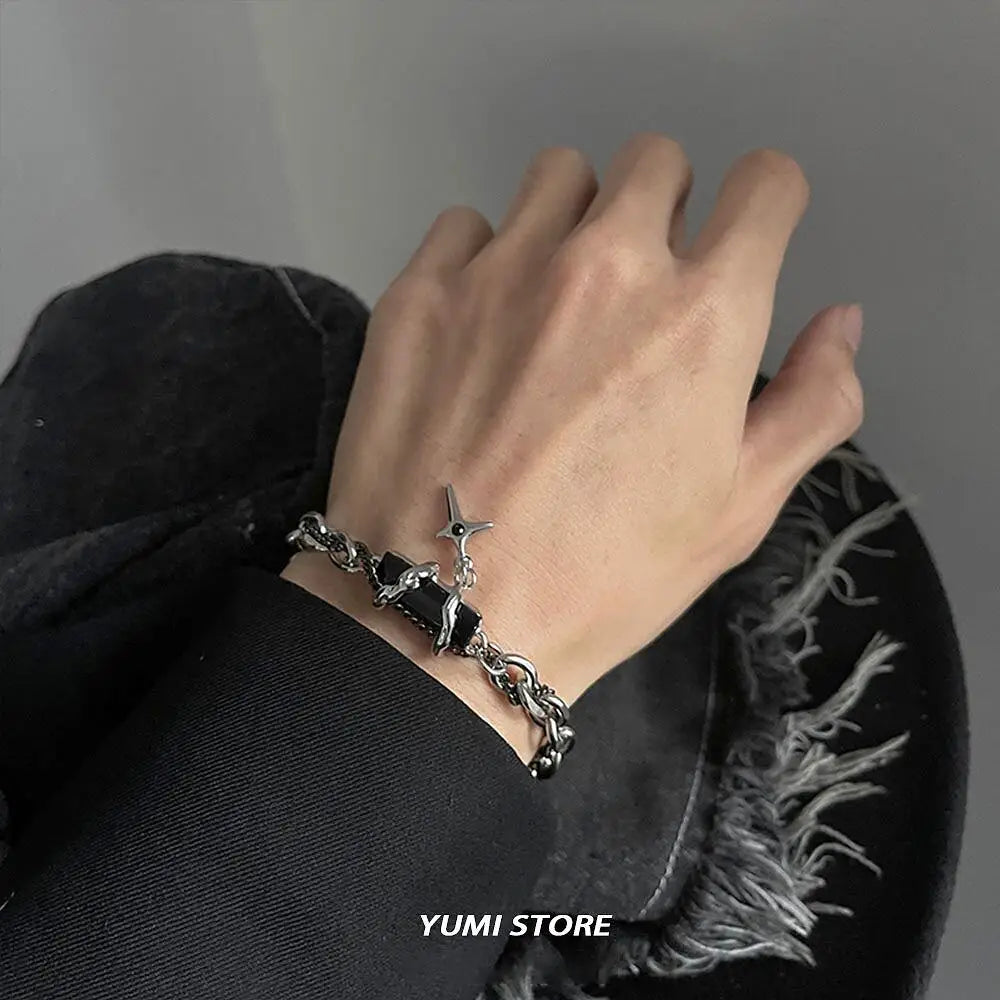 2025 Retro Black Zircon Star Bracelet For Women and Men