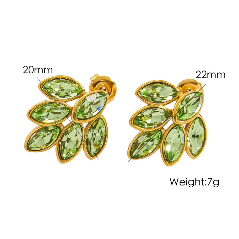 Shimmering Leaf Zircon Earrings
