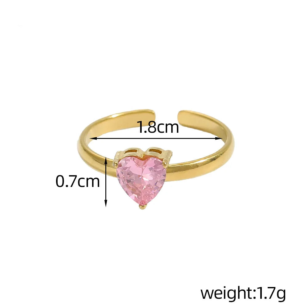Heart Gem Open Ring