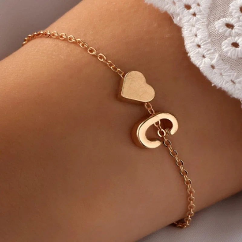 26 English Initial Letter Bracelets for Lovers Women and Men