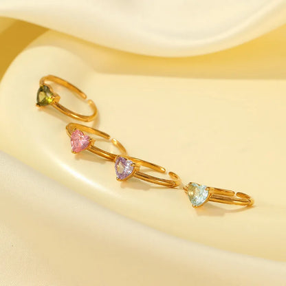 Heart Gem Open Ring