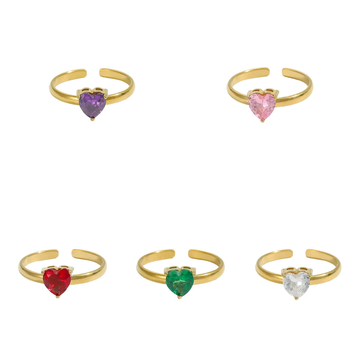 Heart Gem Open Ring