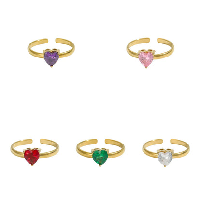 Heart Gem Open Ring