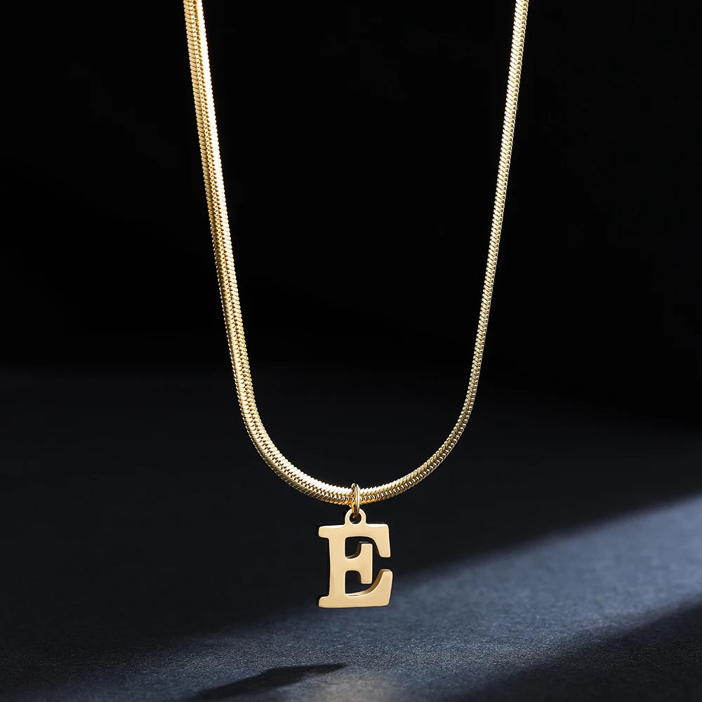 A-Z Alphabet Gold Plated Stainless Steel Pendant Necklace for Women