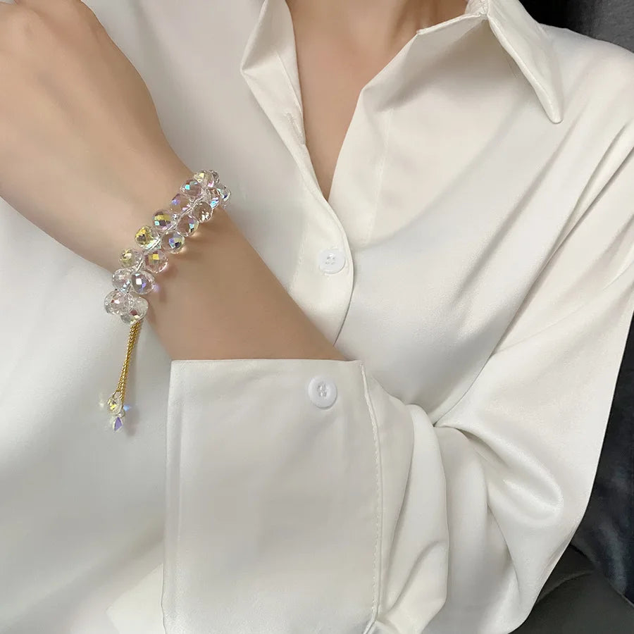Double Iridescent Crystal Bead Bracelet