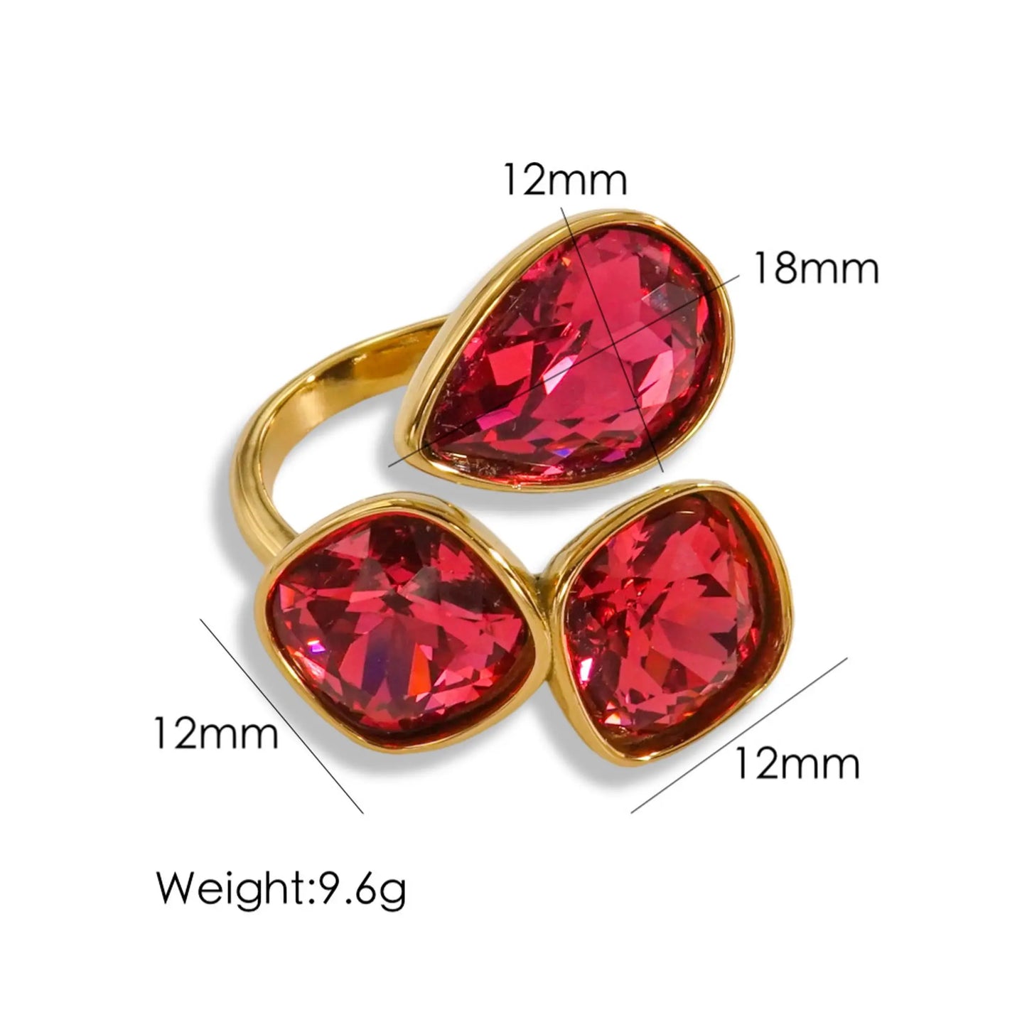 Radiant Gemstone Adjustable Ring