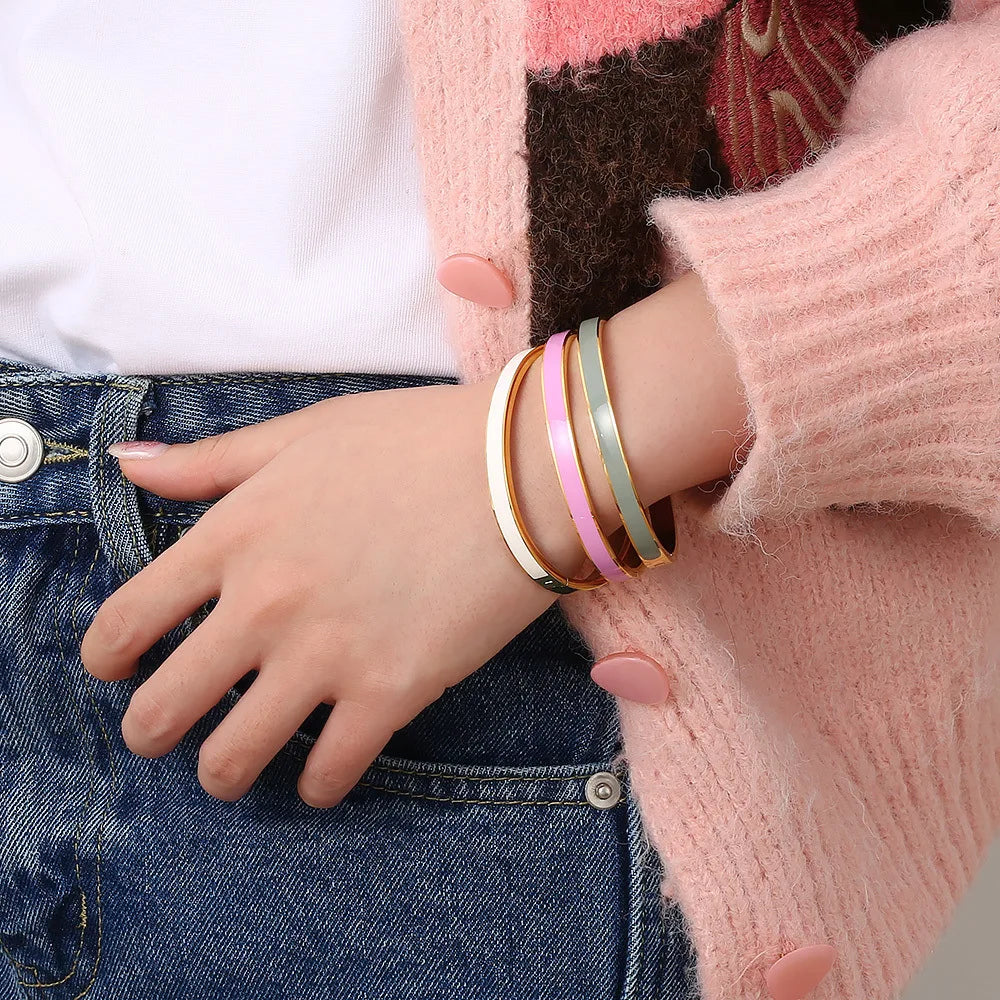 Color Stripe Stainless Steel Bangle