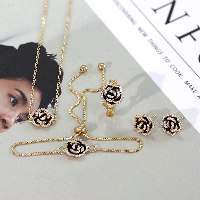 Camellia Drop Oil Jewelry Set