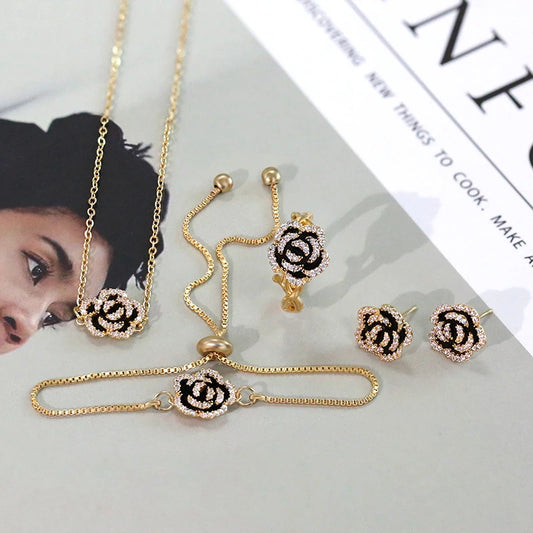 Camellia Drop Oil Jewelry Set
