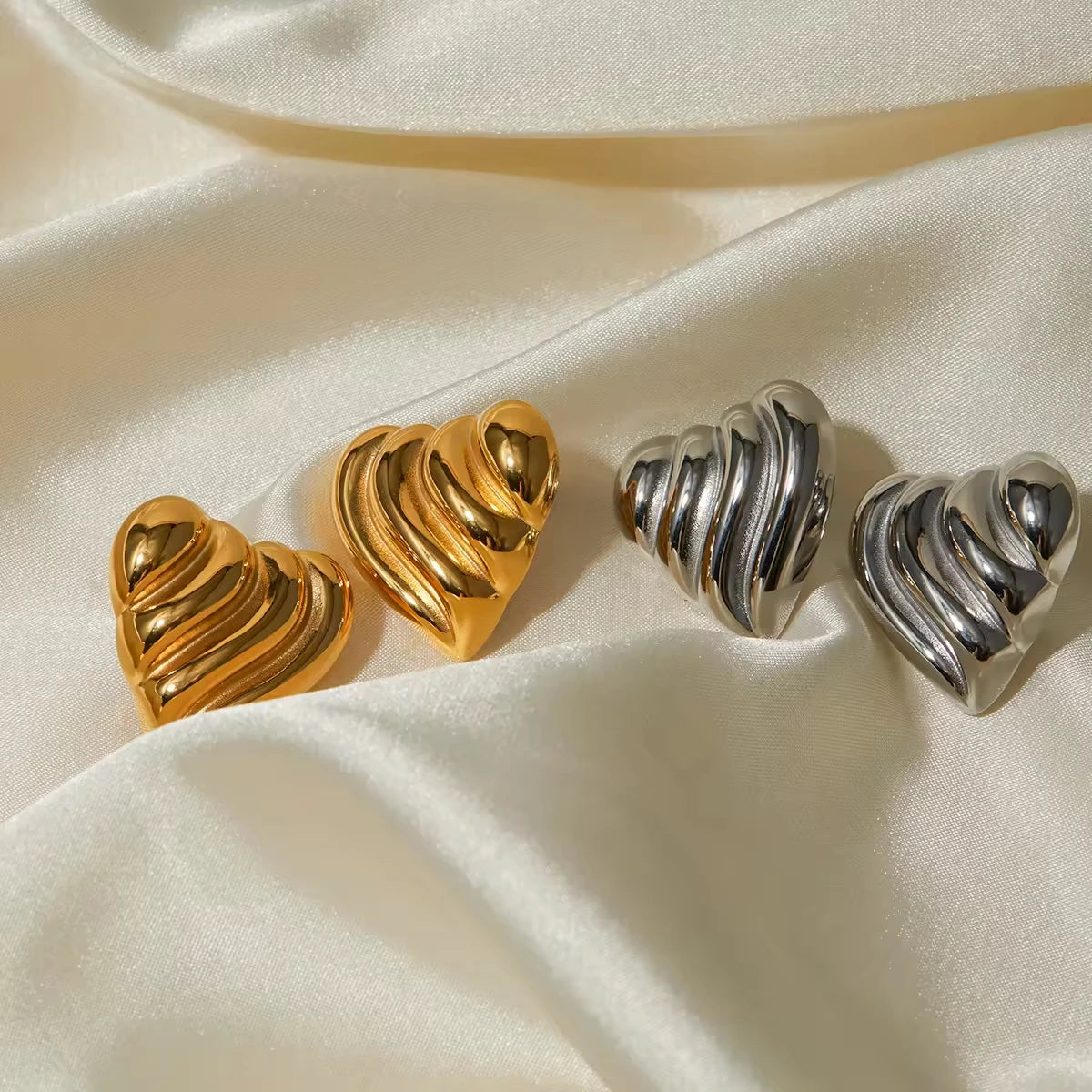 Ripple Heart Studs