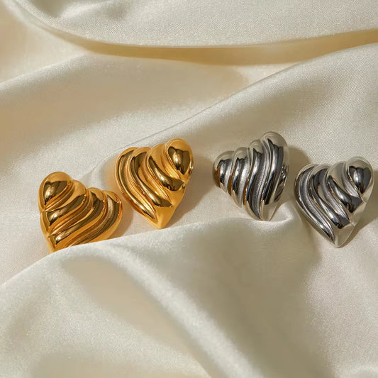 Ripple Heart Studs