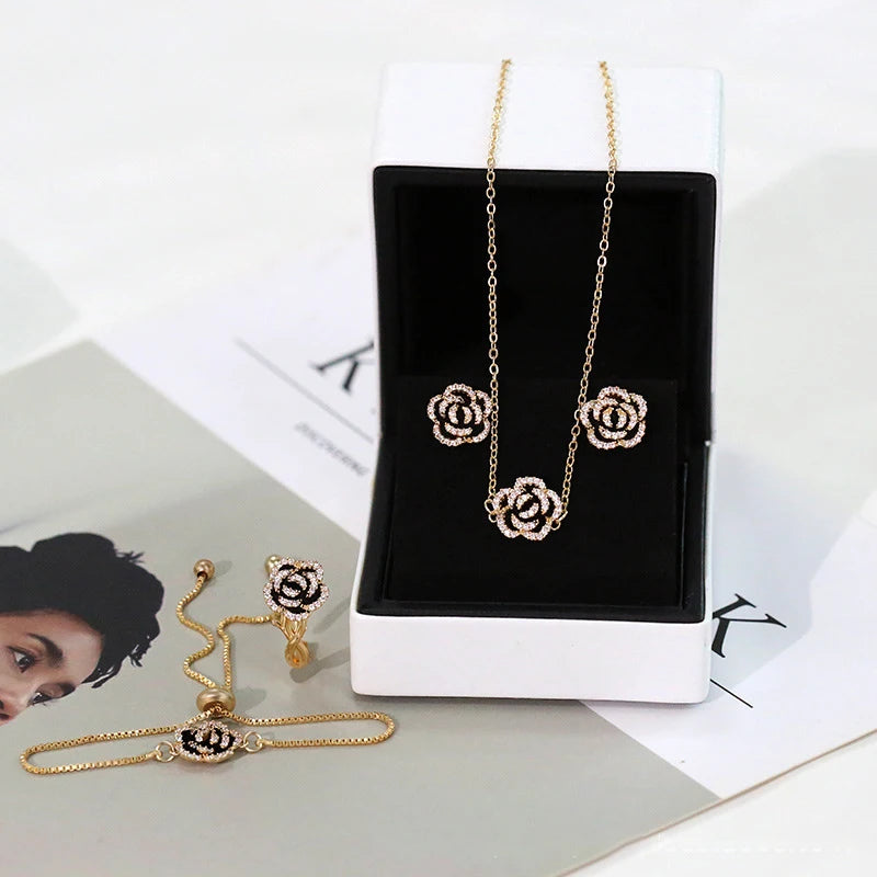 Camellia Drop Oil Jewelry Set
