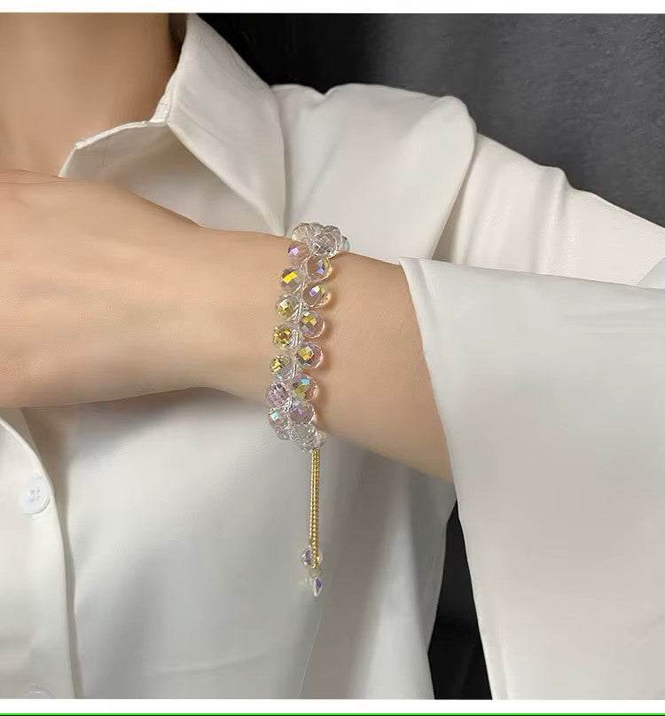 Double Iridescent Crystal Bead Bracelet