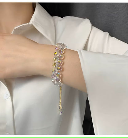 Double Iridescent Crystal Bead Bracelet