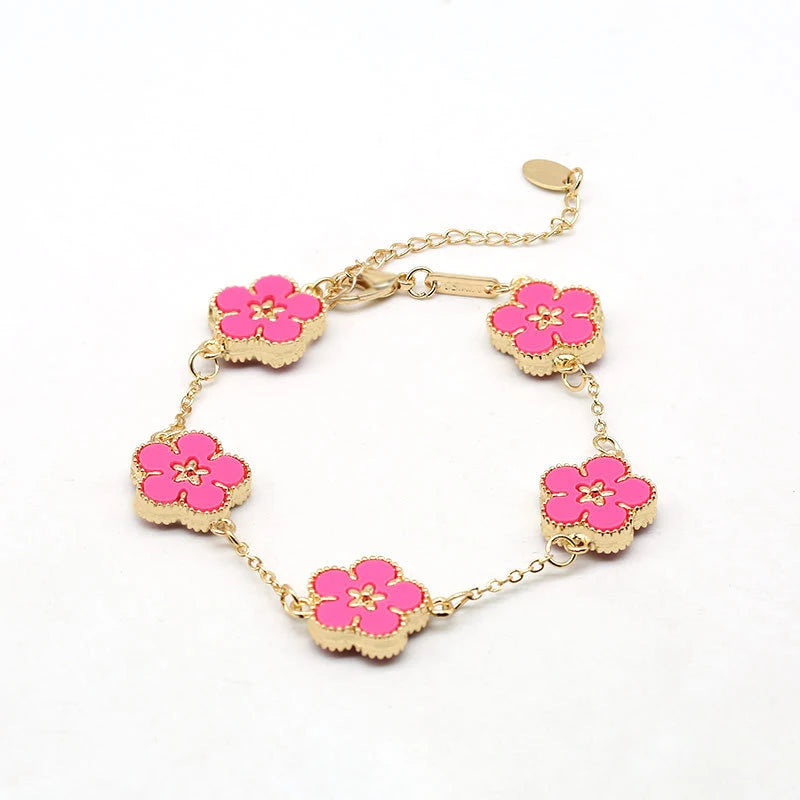 Enamel Flower Link Bracelet