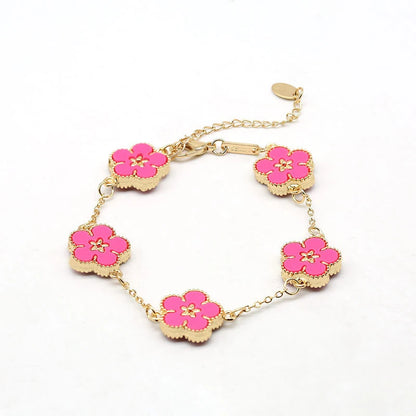 Enamel Flower Link Bracelet