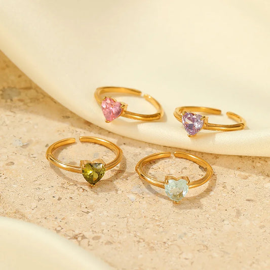 Heart Gem Open Ring